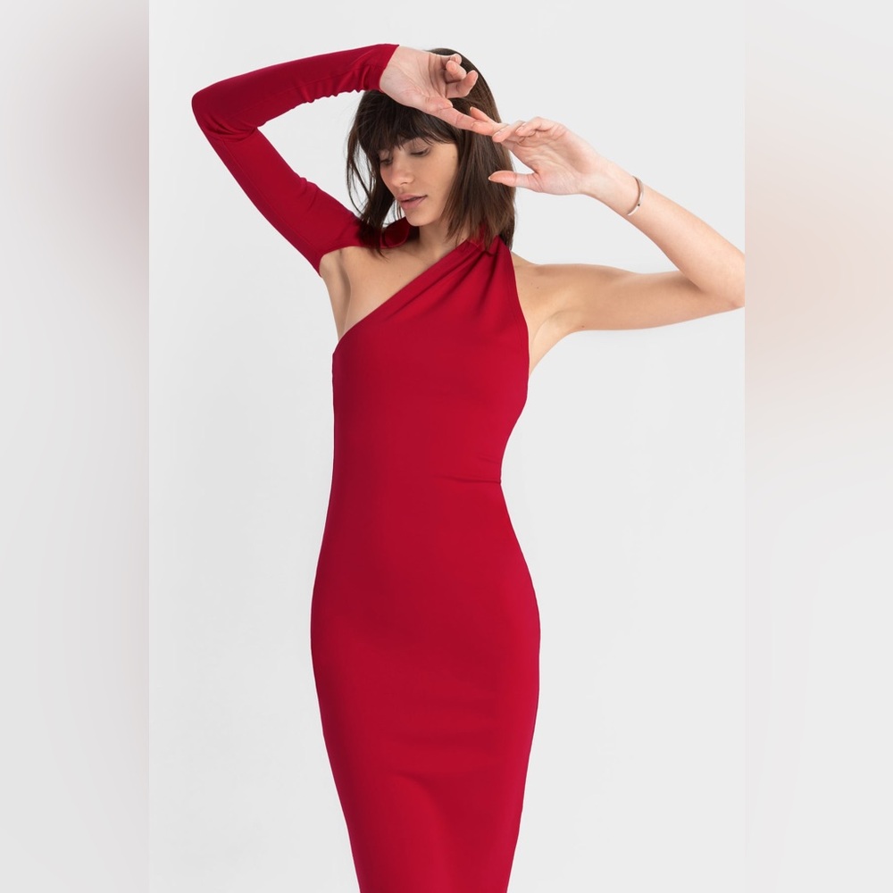 MARELLA One Shoulder Red Dress - Picture 4 of 12